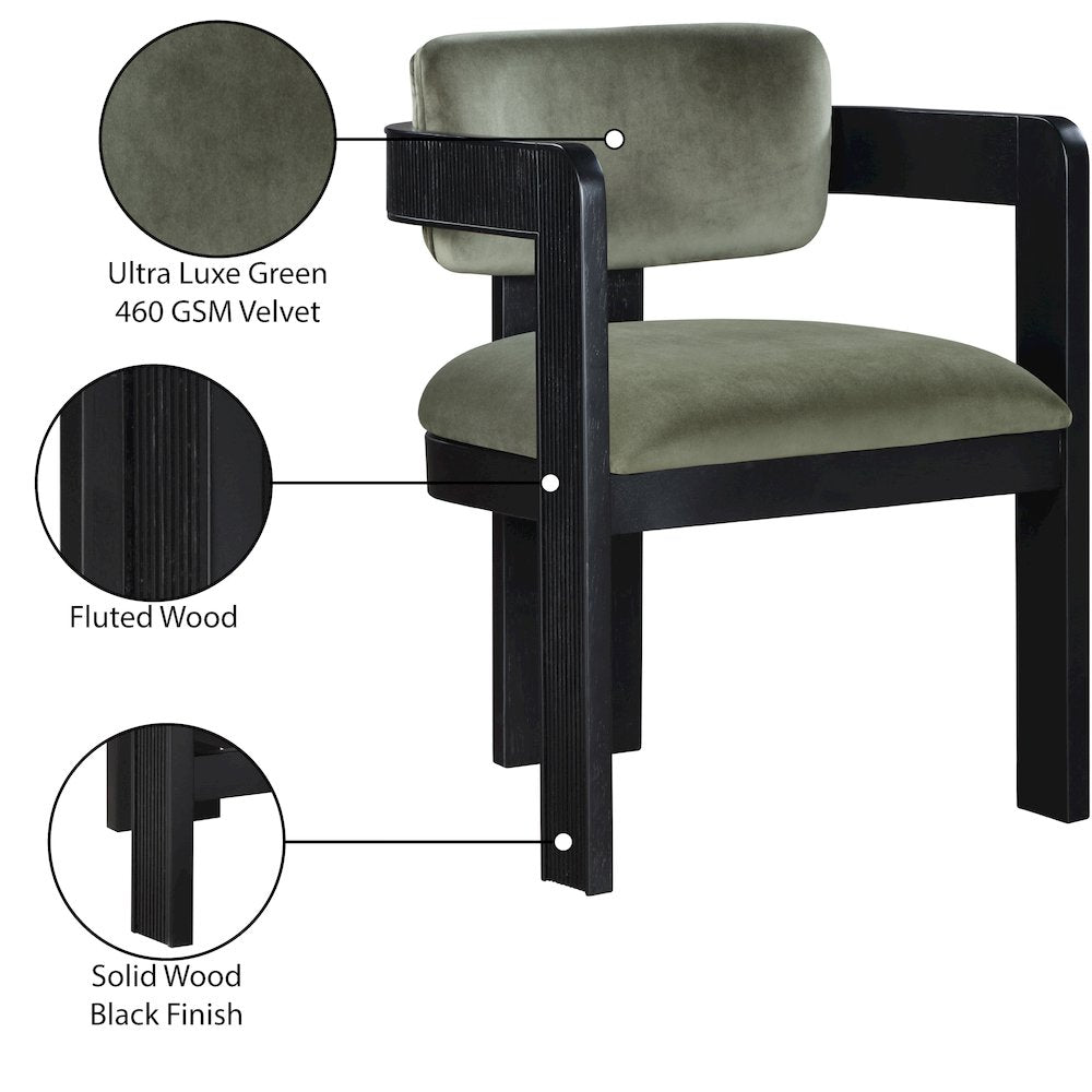 Sacha Green Velvet Dining Chair, Set of 2