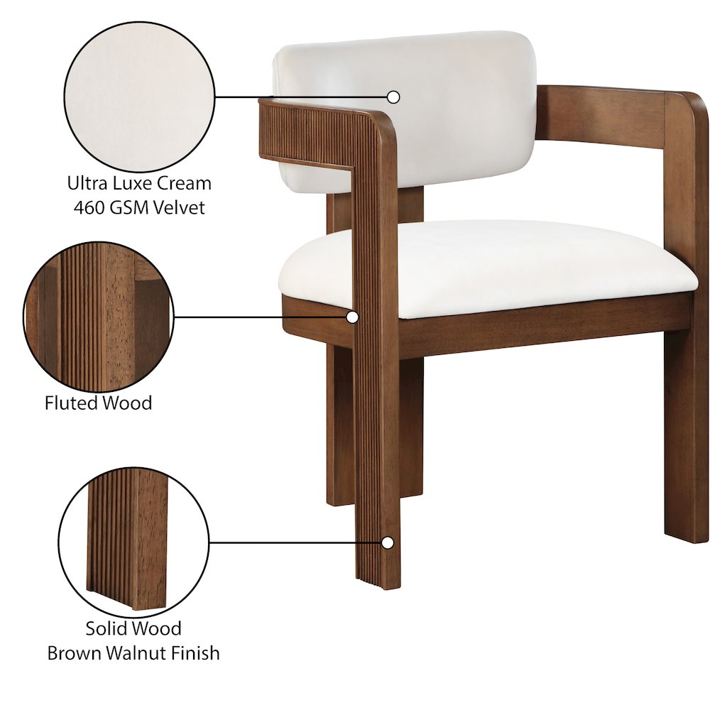 Sacha Cream Velvet Dining Chair, Set of 2
