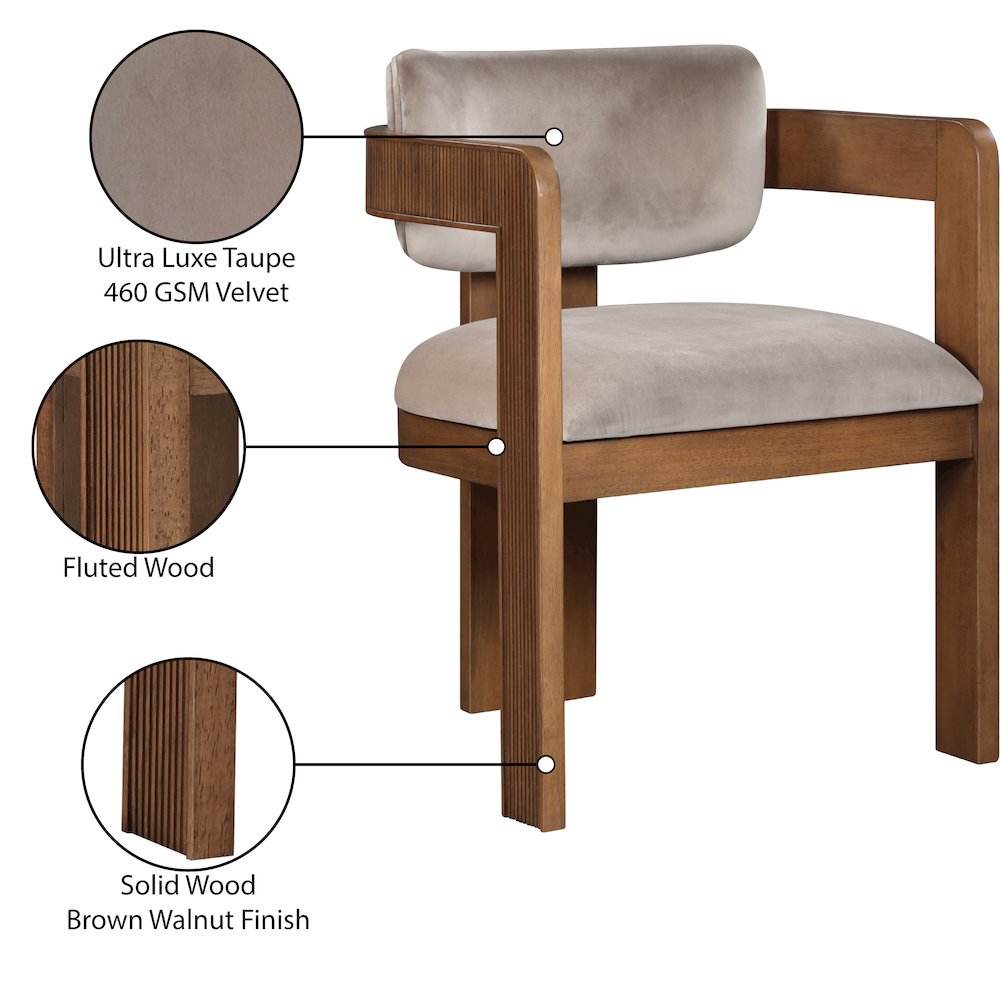 Sacha Taupe Velvet Dining Chair, Set of 2
