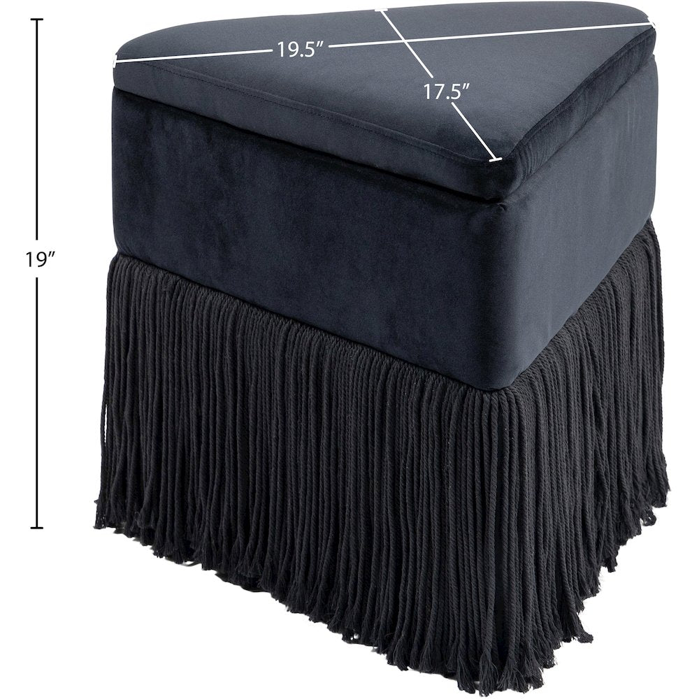 Trivoli Black Velvet Ottoman/Stool