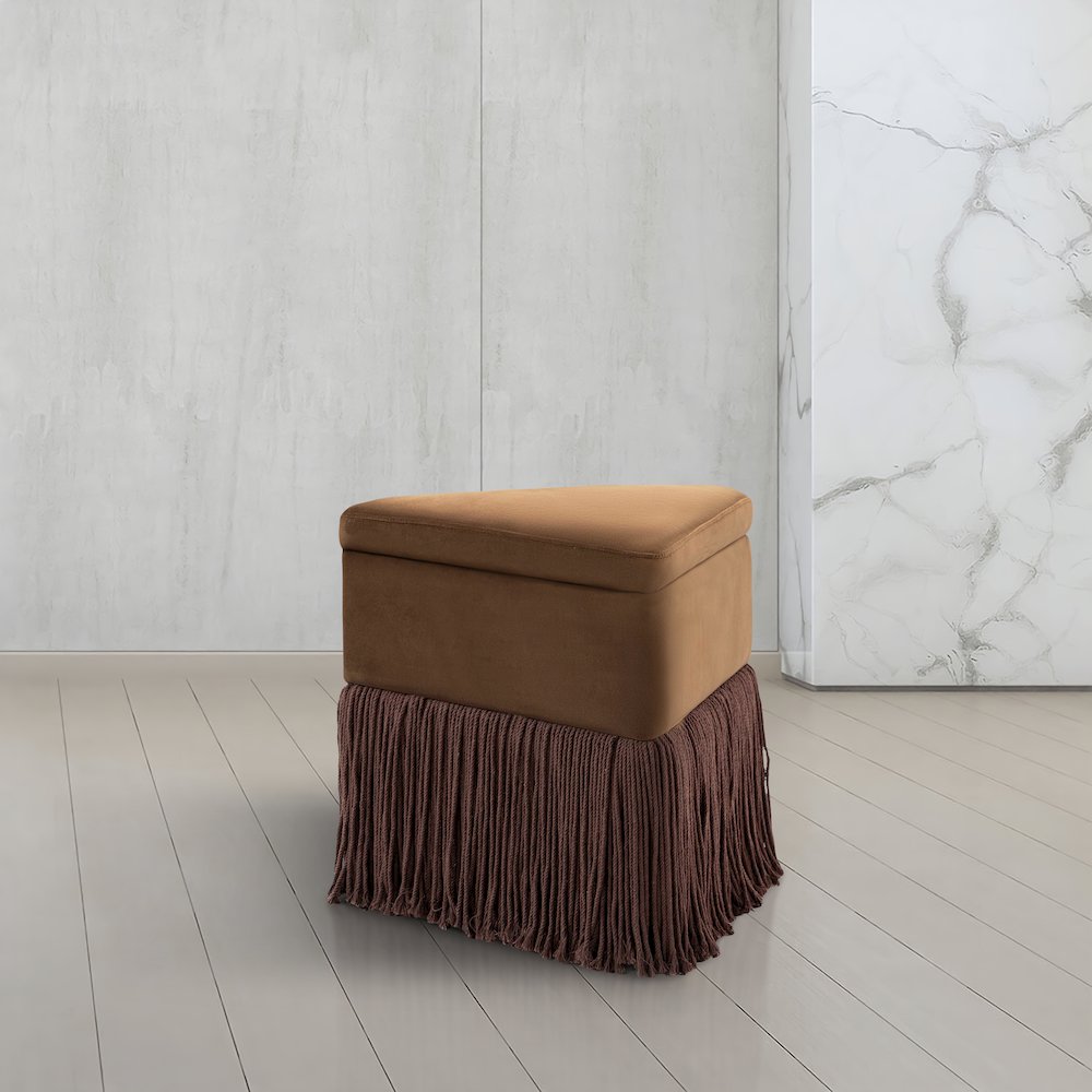 Trivoli Brown Velvet Ottoman/Stool