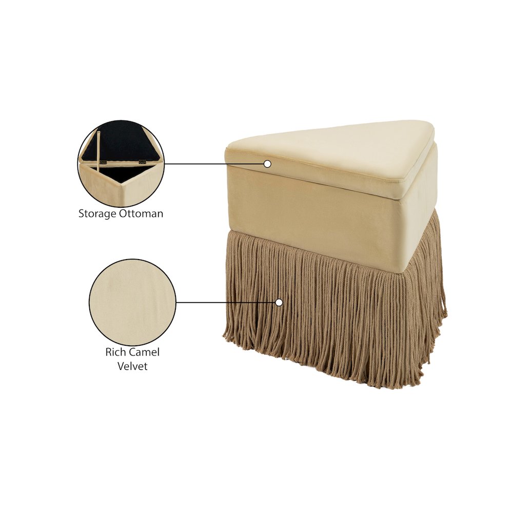 Trivoli Camel Velvet Ottoman/Stool