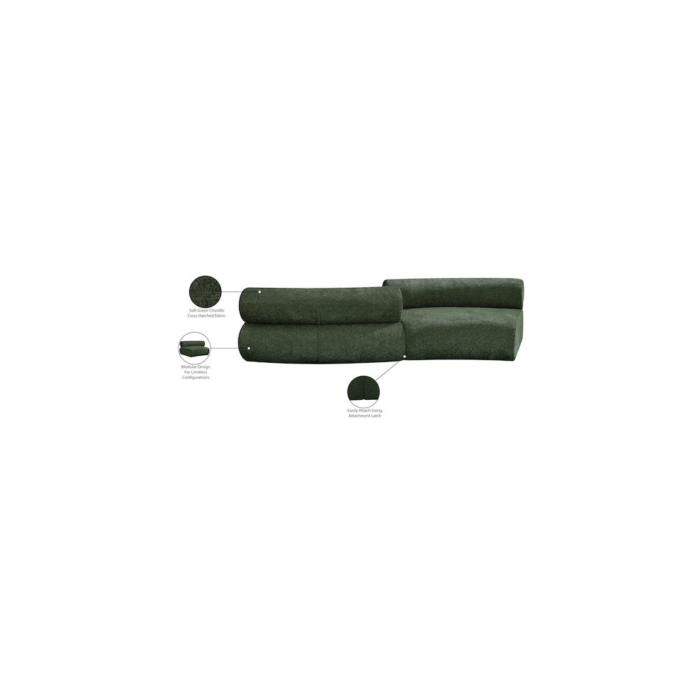 Bale Green Chenille Fabric Modular Sofa