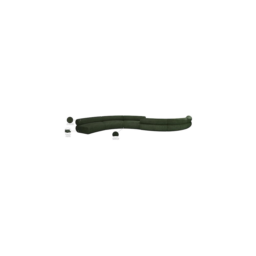 Bale Green Chenille Fabric Modular Sofa