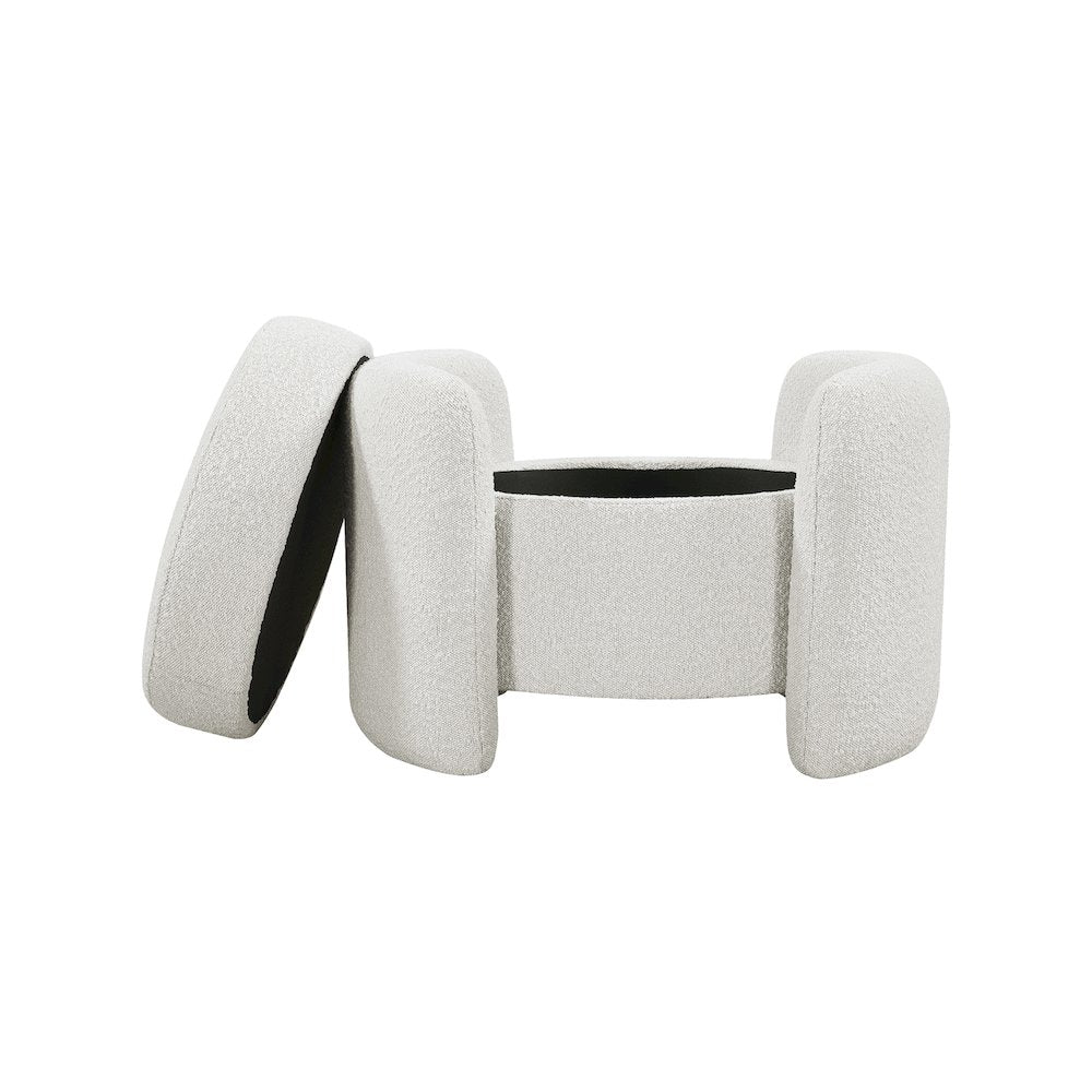 Horizon Cream Boucle Fabric Ottoman