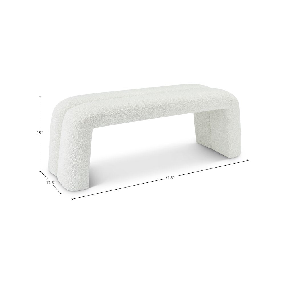 Arc Cream Boucle Fabric Bench