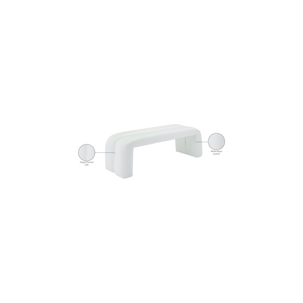 Arc White Vegan Leather Bench