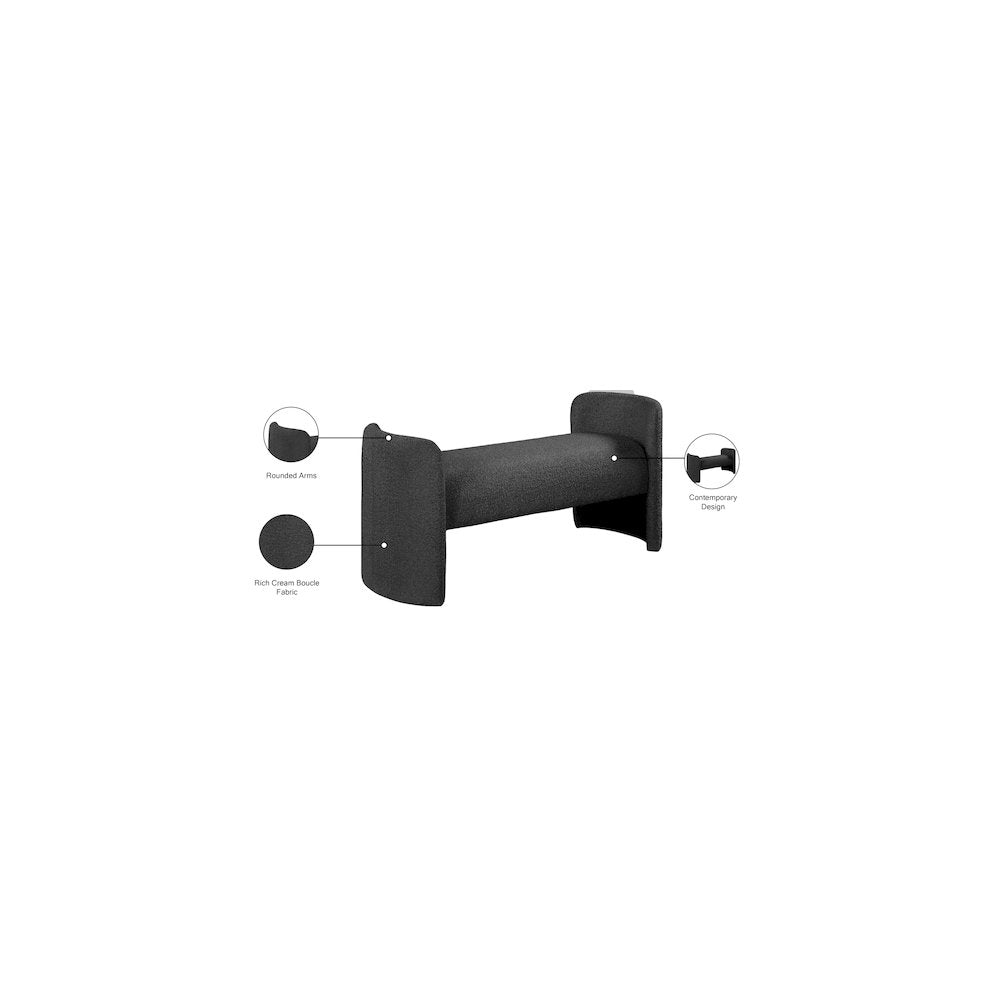 Peyton Black Boucle Fabric Bench