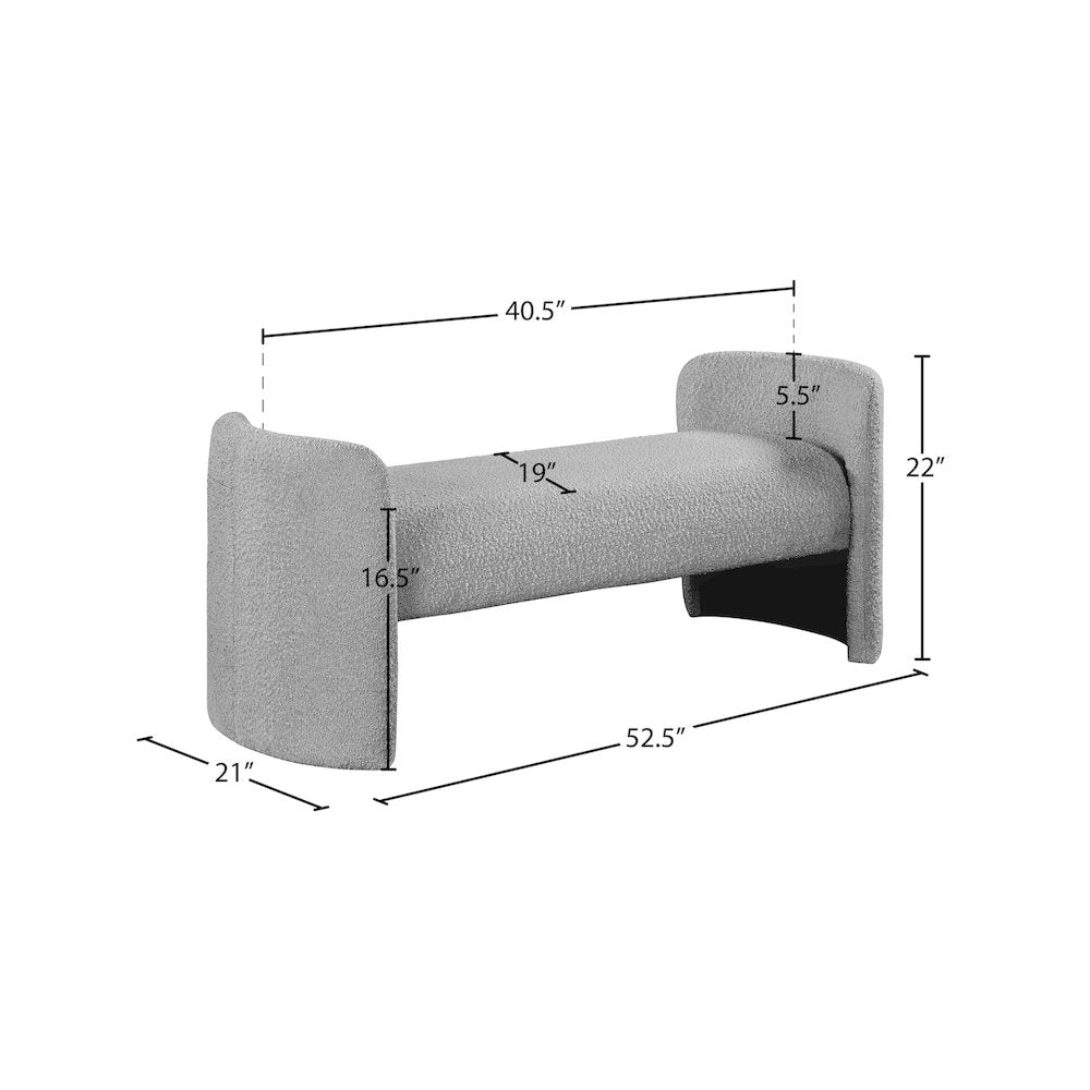 Peyton Grey Boucle Fabric Bench