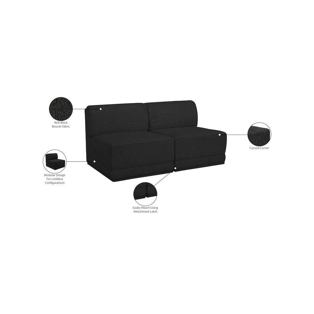 Ollie Black Boucle Fabric Modular Sofa