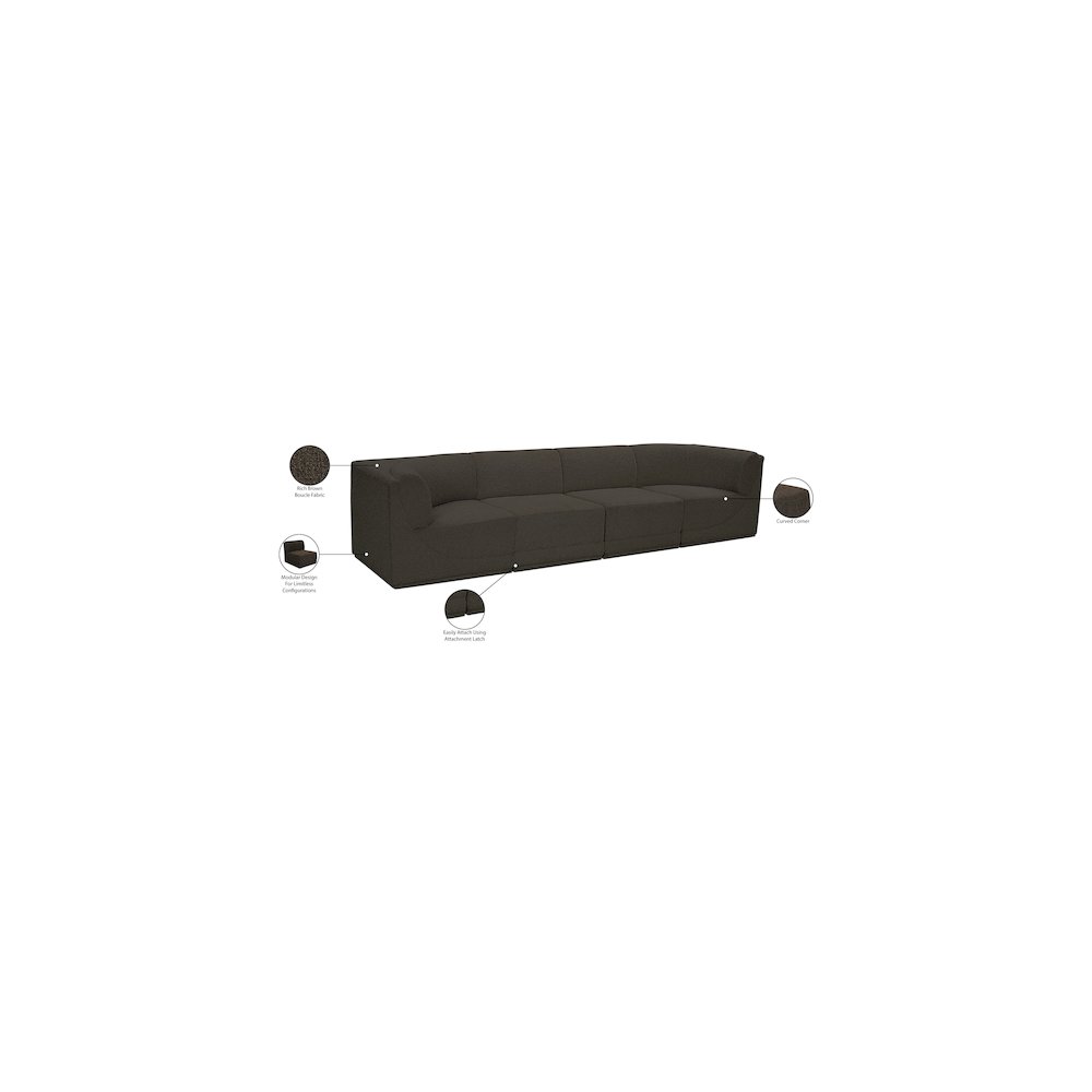Ollie Brown Boucle Fabric Modular Sofa