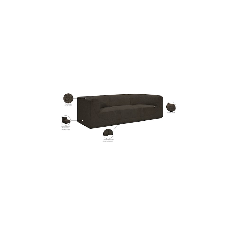 Ollie Brown Boucle Fabric Modular Sofa