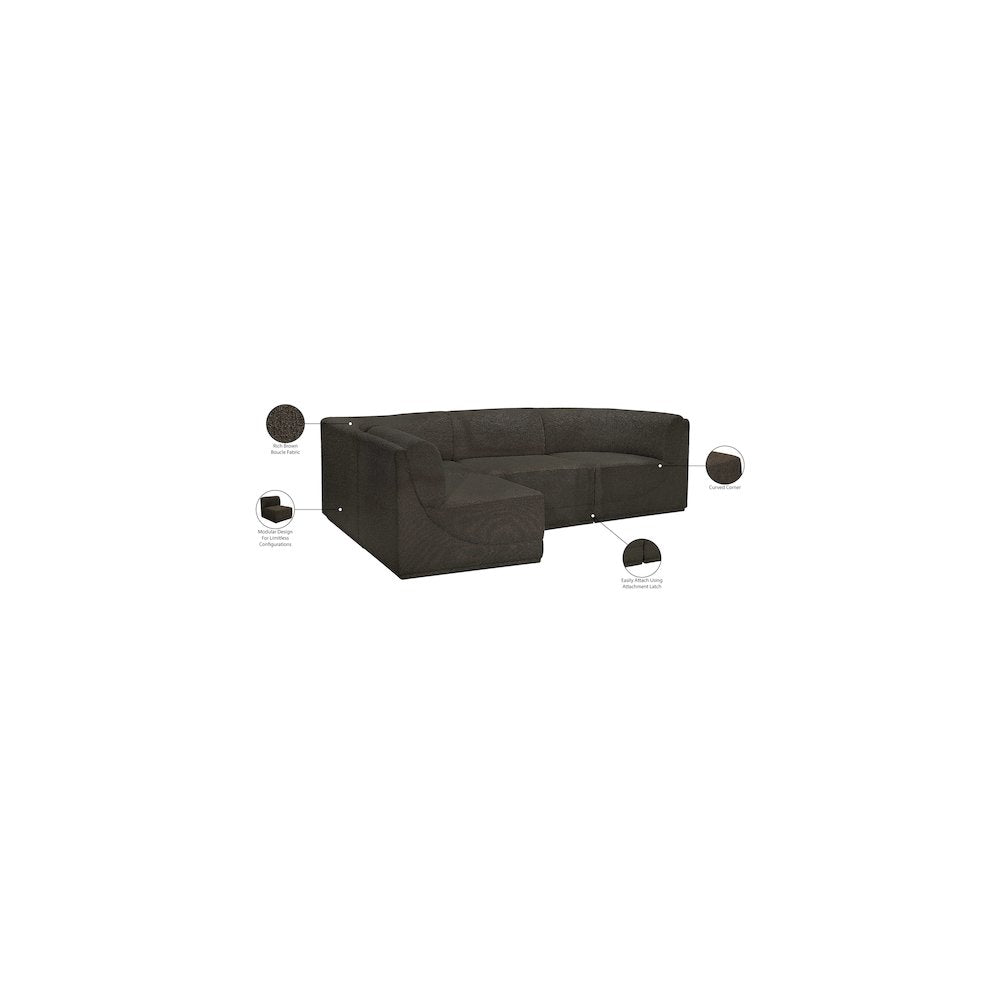 Ollie Brown Boucle Fabric Modular Sectional