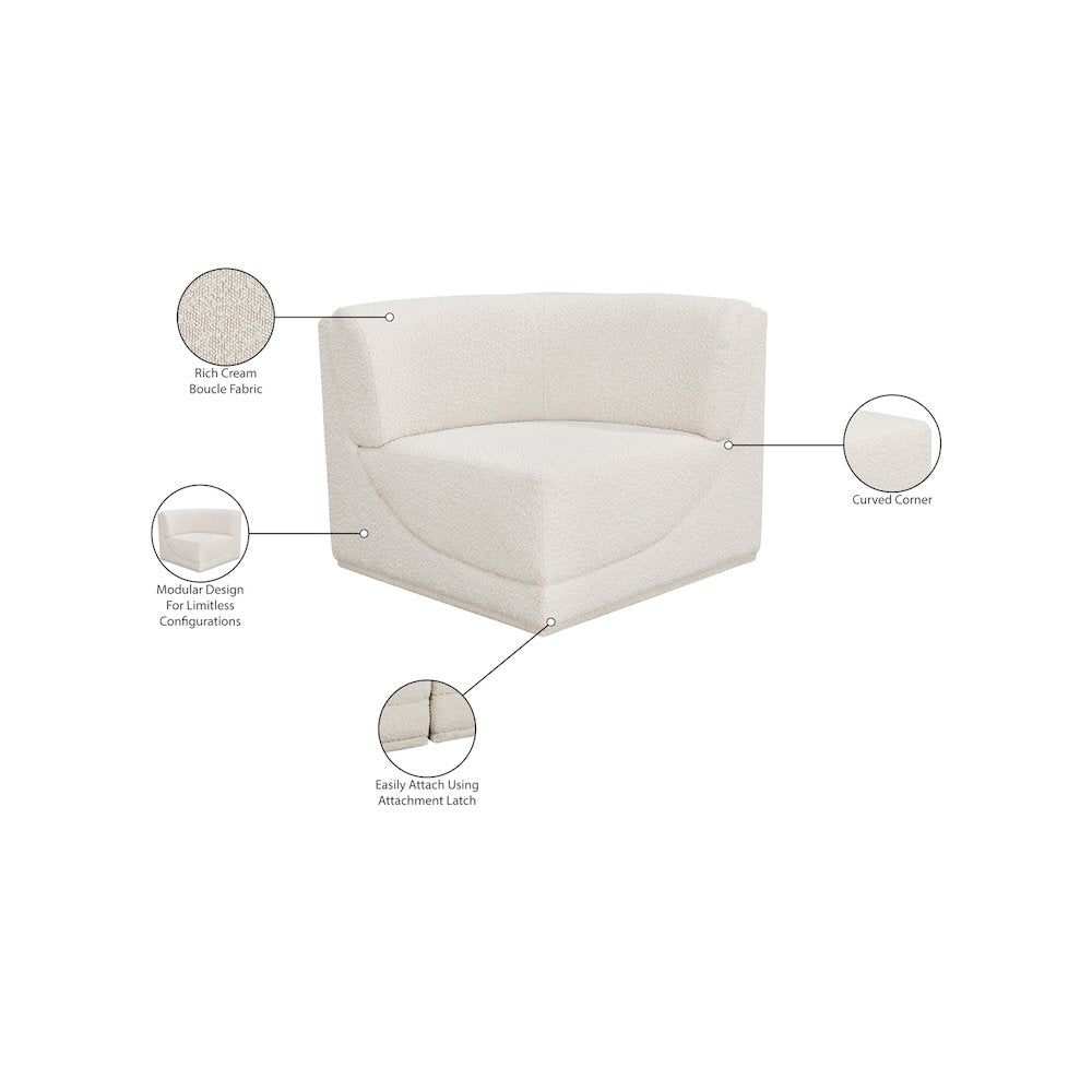 Ollie Cream Boucle Fabric Corner