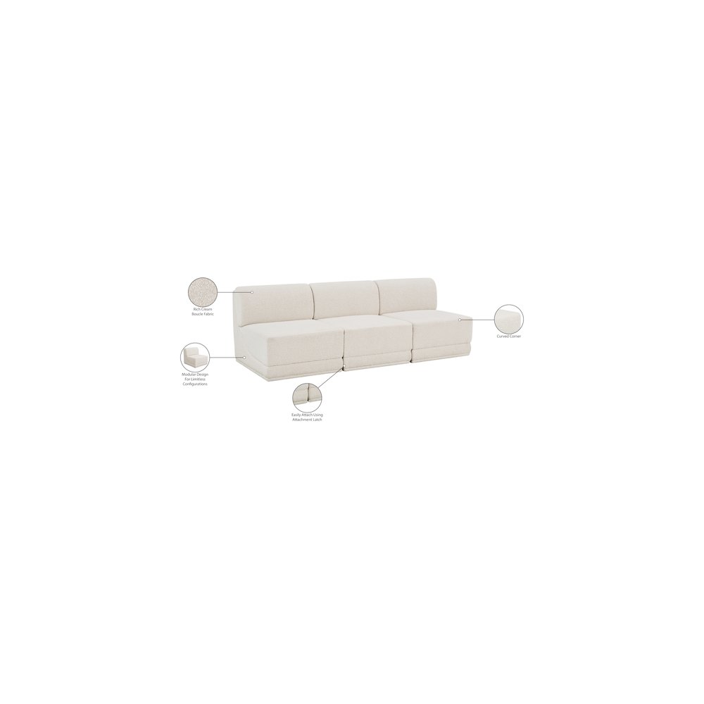 Ollie Cream Boucle Fabric Modular Sofa