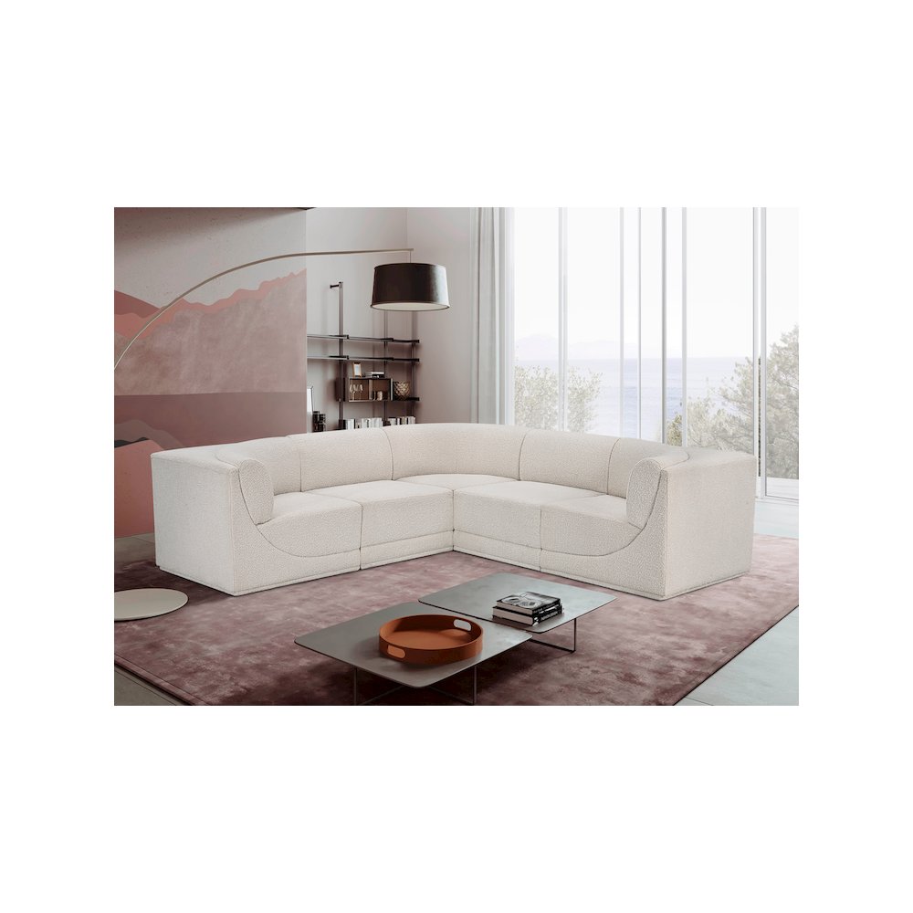 Ollie Cream Boucle Fabric Modular Sectional
