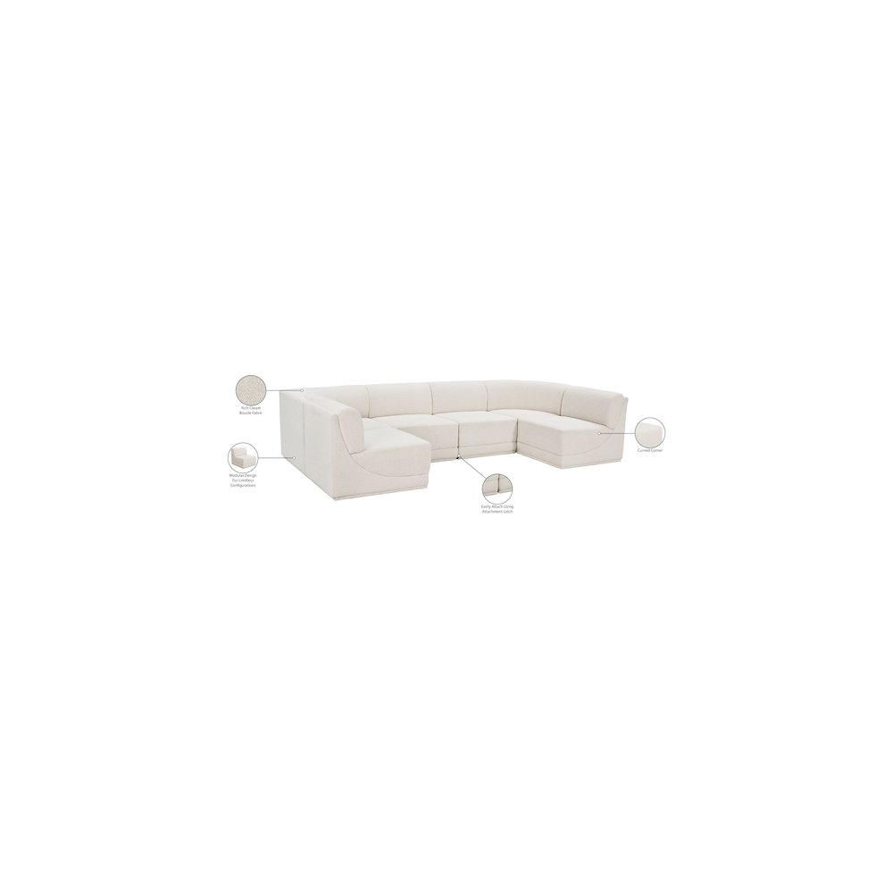 Ollie Cream Boucle Fabric Modular Sectional