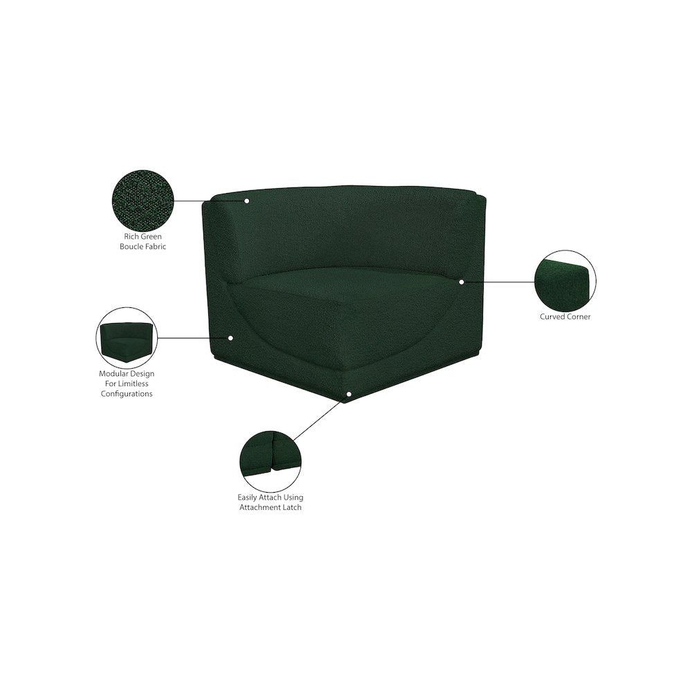 Ollie Green Boucle Fabric Corner
