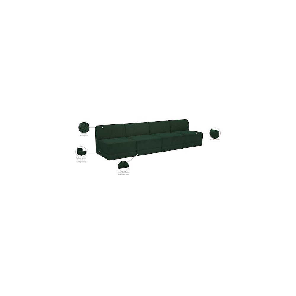 Ollie Green Boucle Fabric Modular Sofa