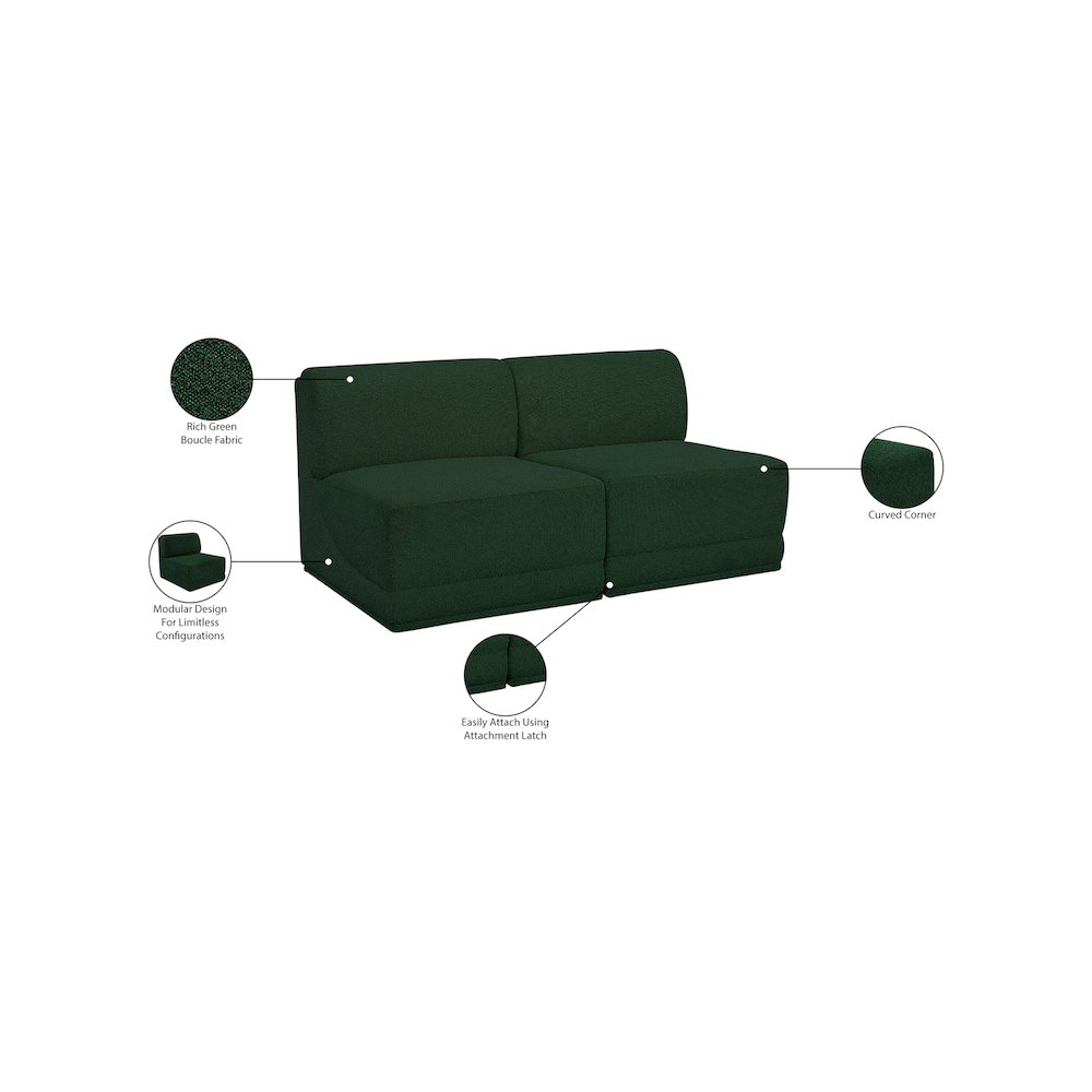 Ollie Green Boucle Fabric Modular Sofa