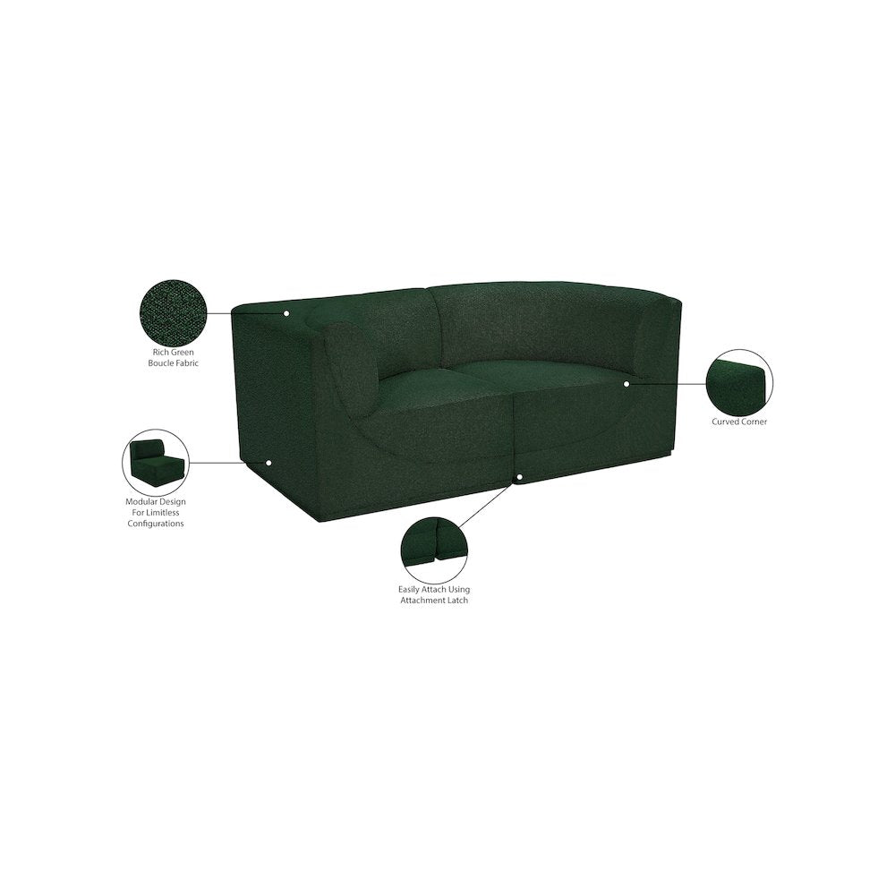 Ollie Green Boucle Fabric Modular Sofa