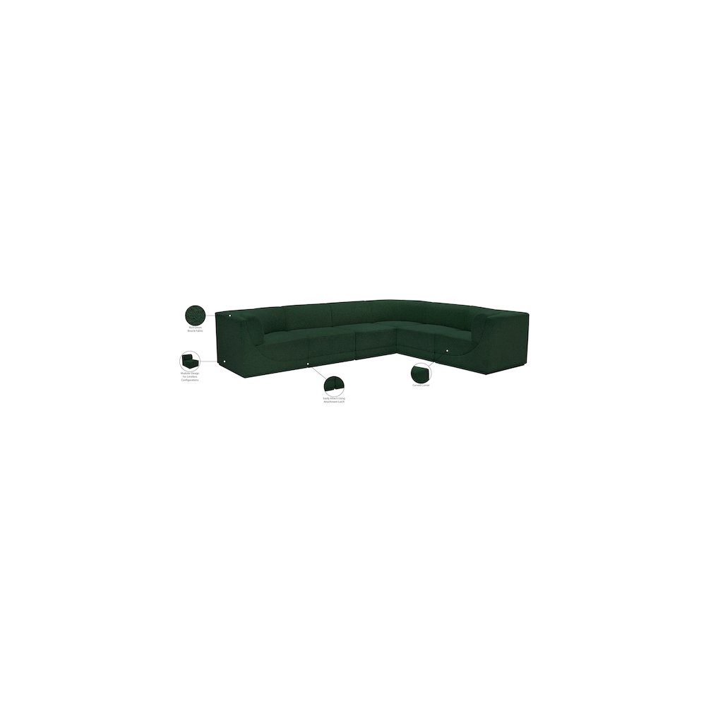 Ollie Green Boucle Fabric Modular Sectional