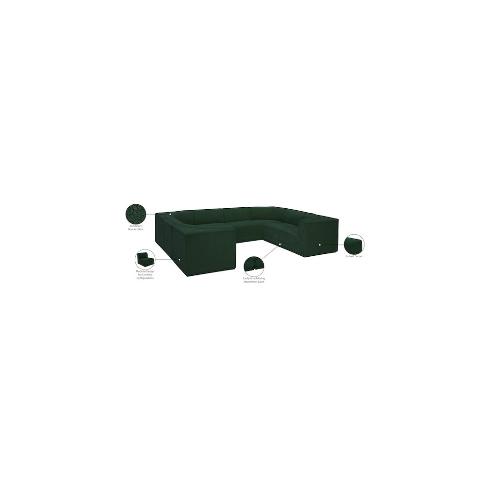 Ollie Green Boucle Fabric Modular Sectional