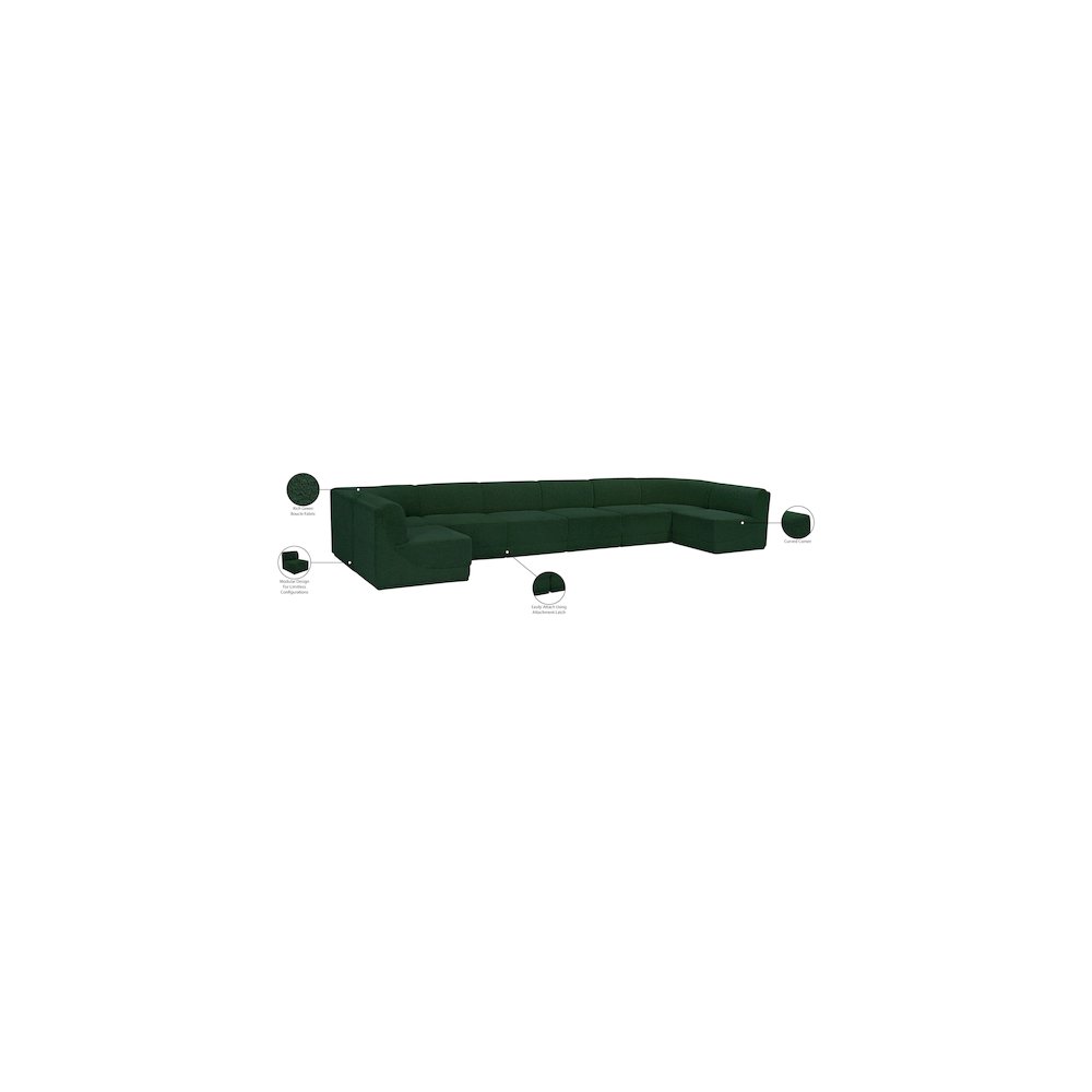 Ollie Green Boucle Fabric Modular Sectional