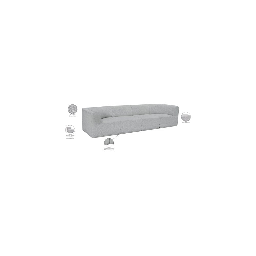Ollie Grey Boucle Fabric Modular Sofa