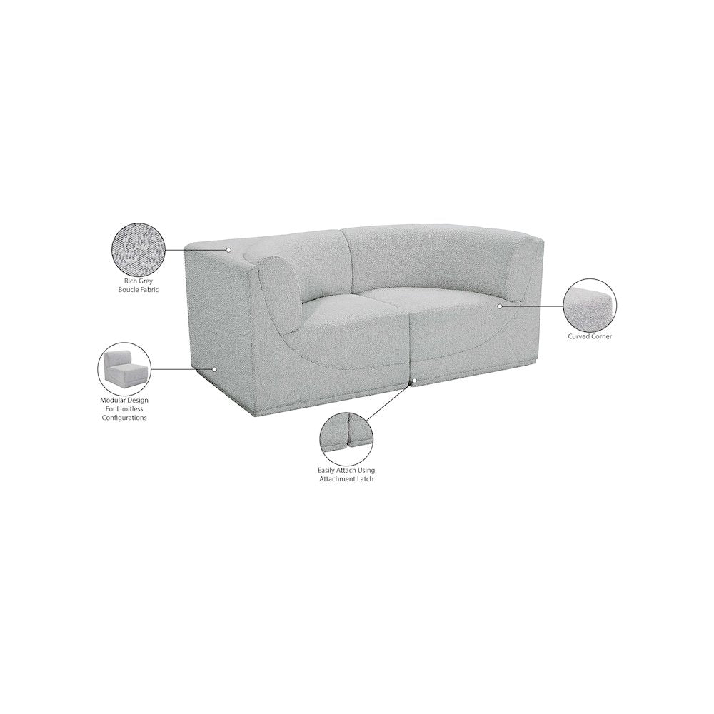 Ollie Grey Boucle Fabric Modular Sofa