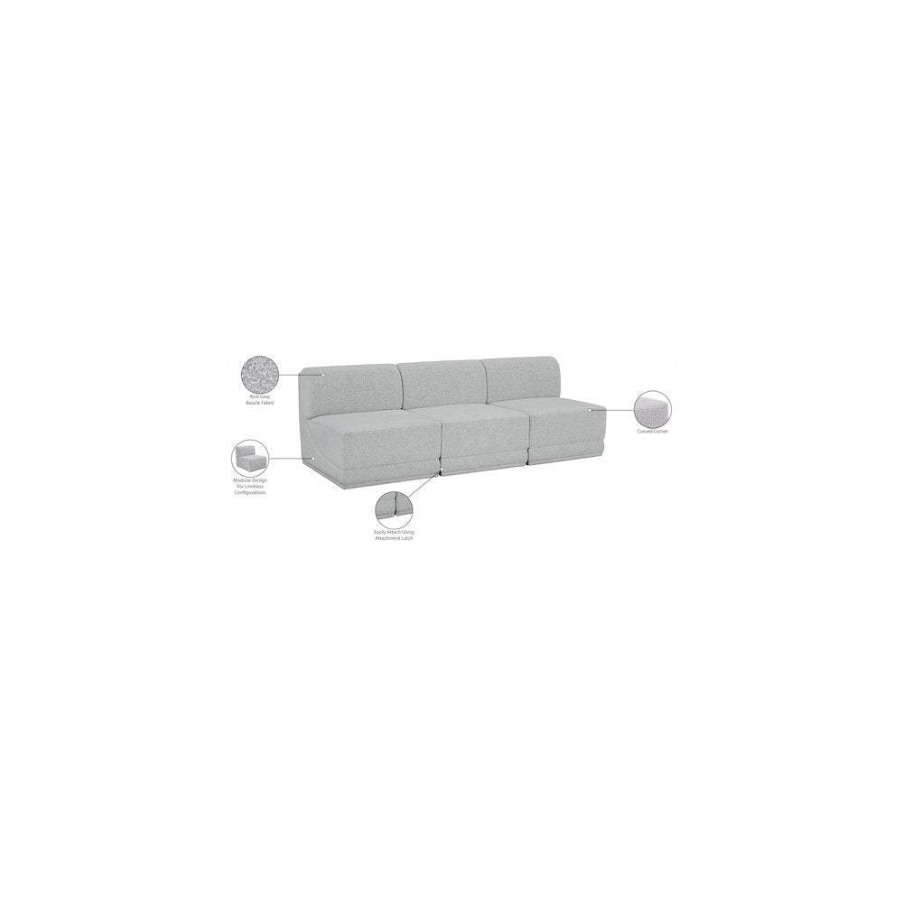 Ollie Grey Boucle Fabric Modular Sofa