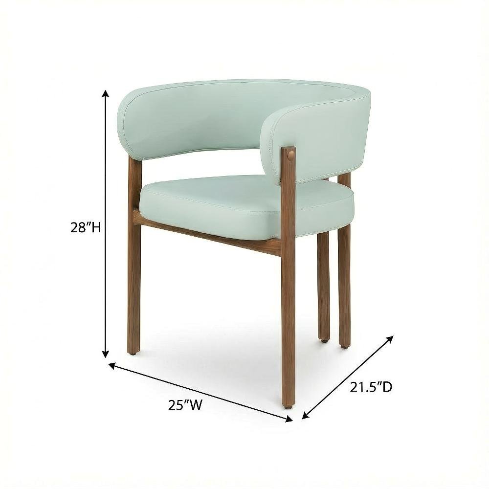 Walnut Vegan Leather Dining Chair Set of 2 with Armrests and Contemporary Design
