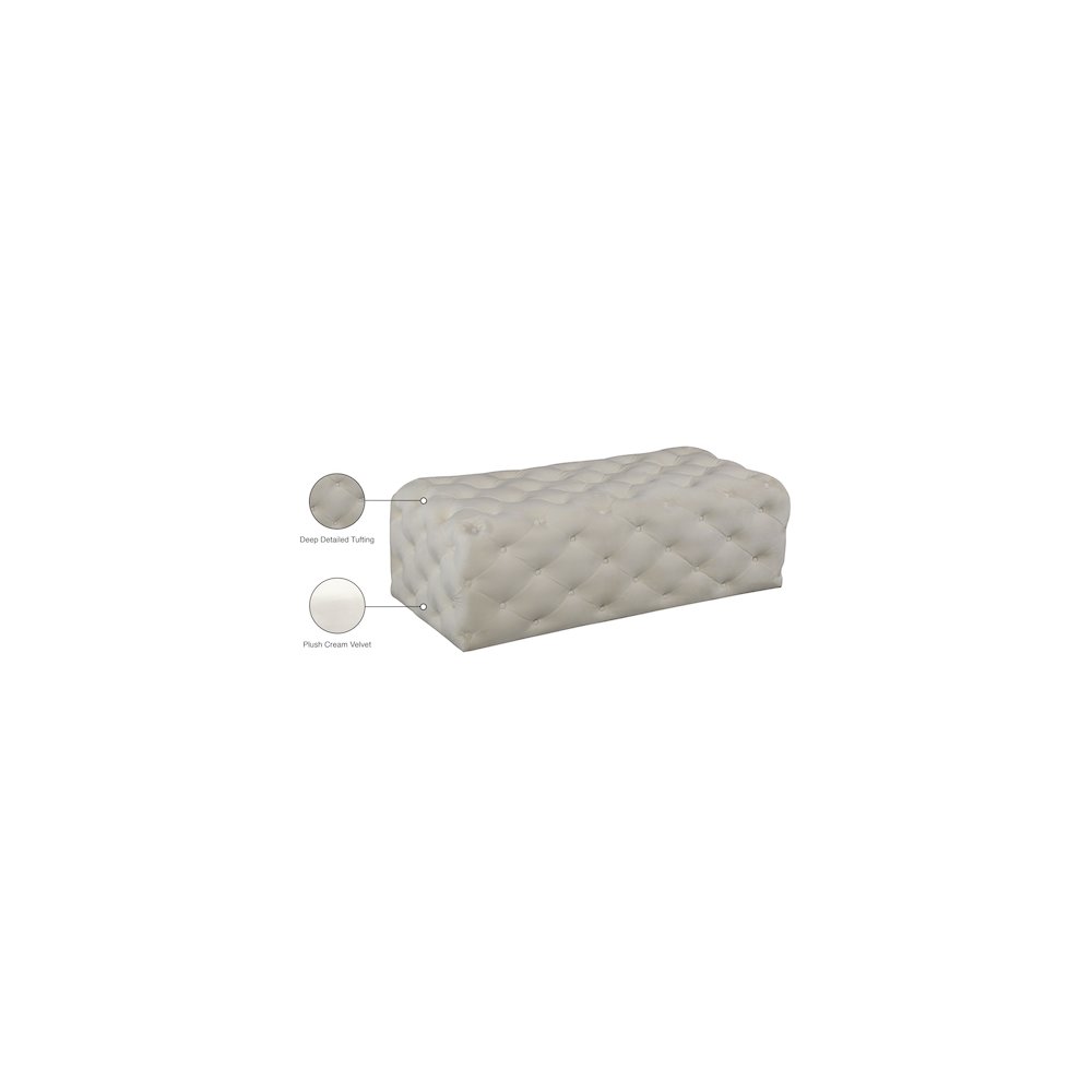 Casey Cream Velvet Ottoman/Bench