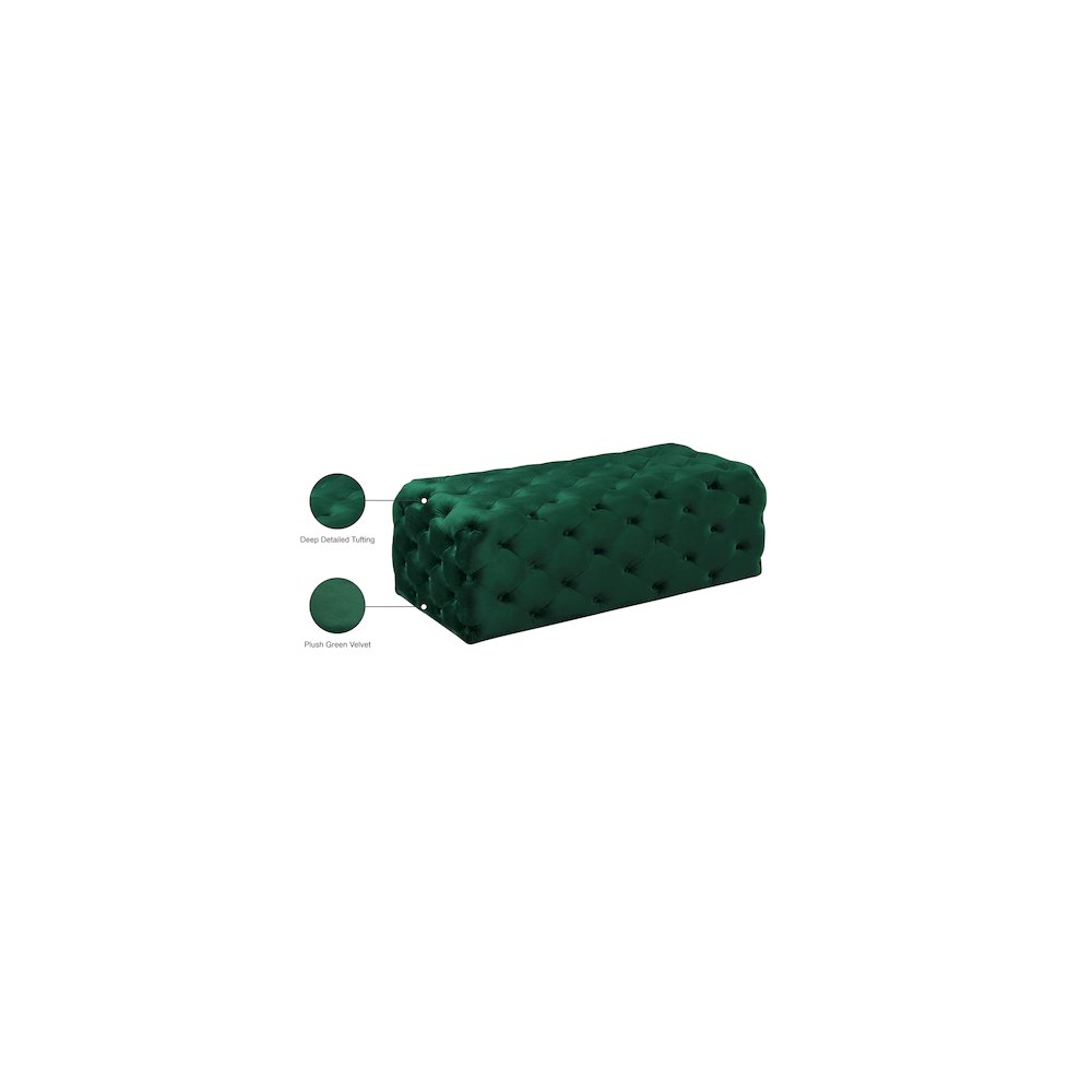 Casey Green Velvet Ottoman/Bench