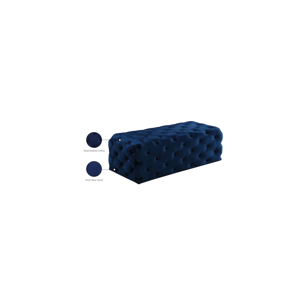 Casey Navy Velvet Ottoman/Bench