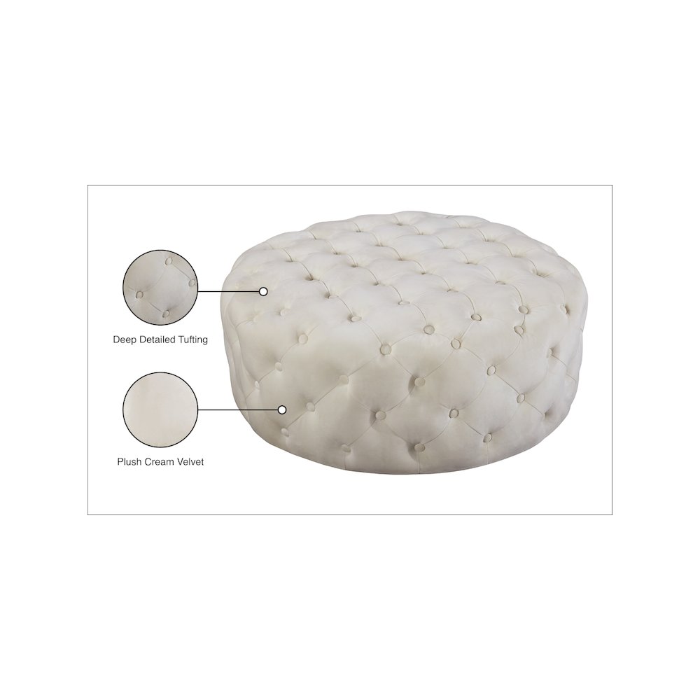 Addison Cream Velvet Ottoman/Bench
