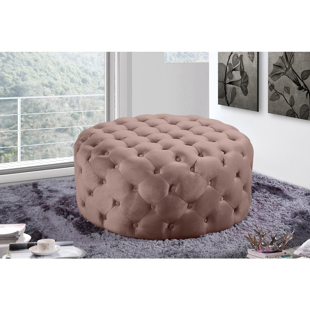 Addison Pink Velvet Ottoman/Bench