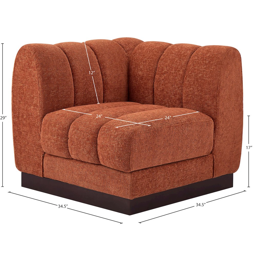 Quinn Cognac Chenille Fabric Corner Chair