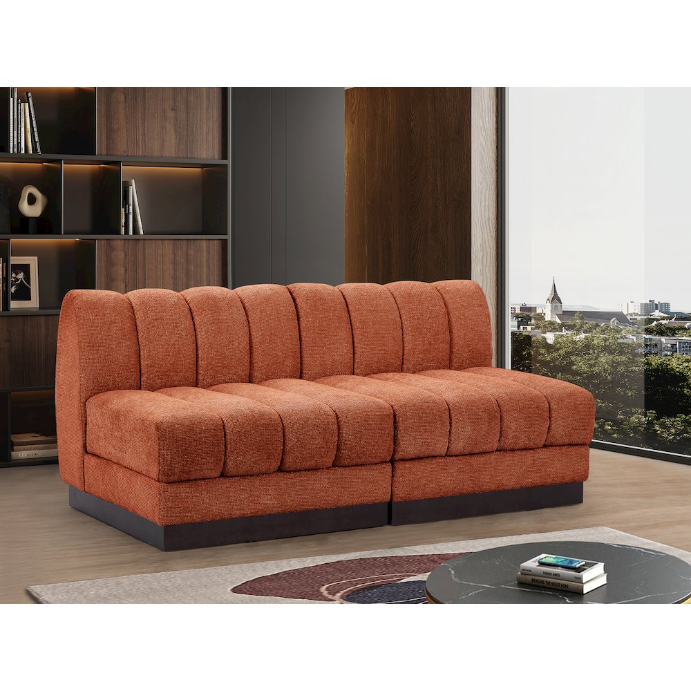 Quinn Cognac Chenille Fabric Modular Sofa