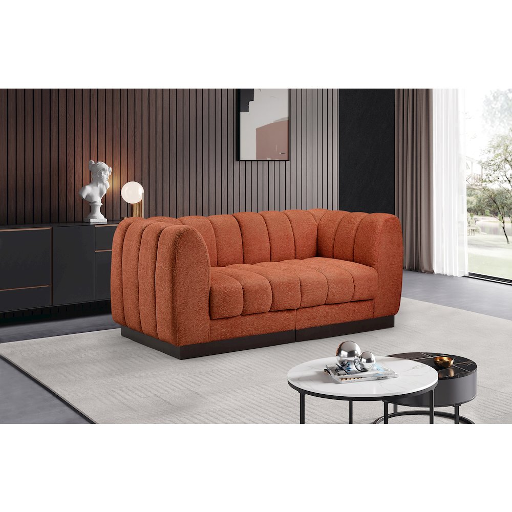 Quinn Cognac Chenille Fabric Modular Sofa