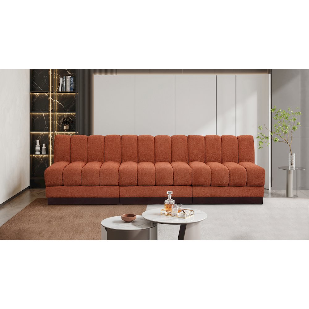 Quinn Cognac Chenille Fabric Modular Sofa