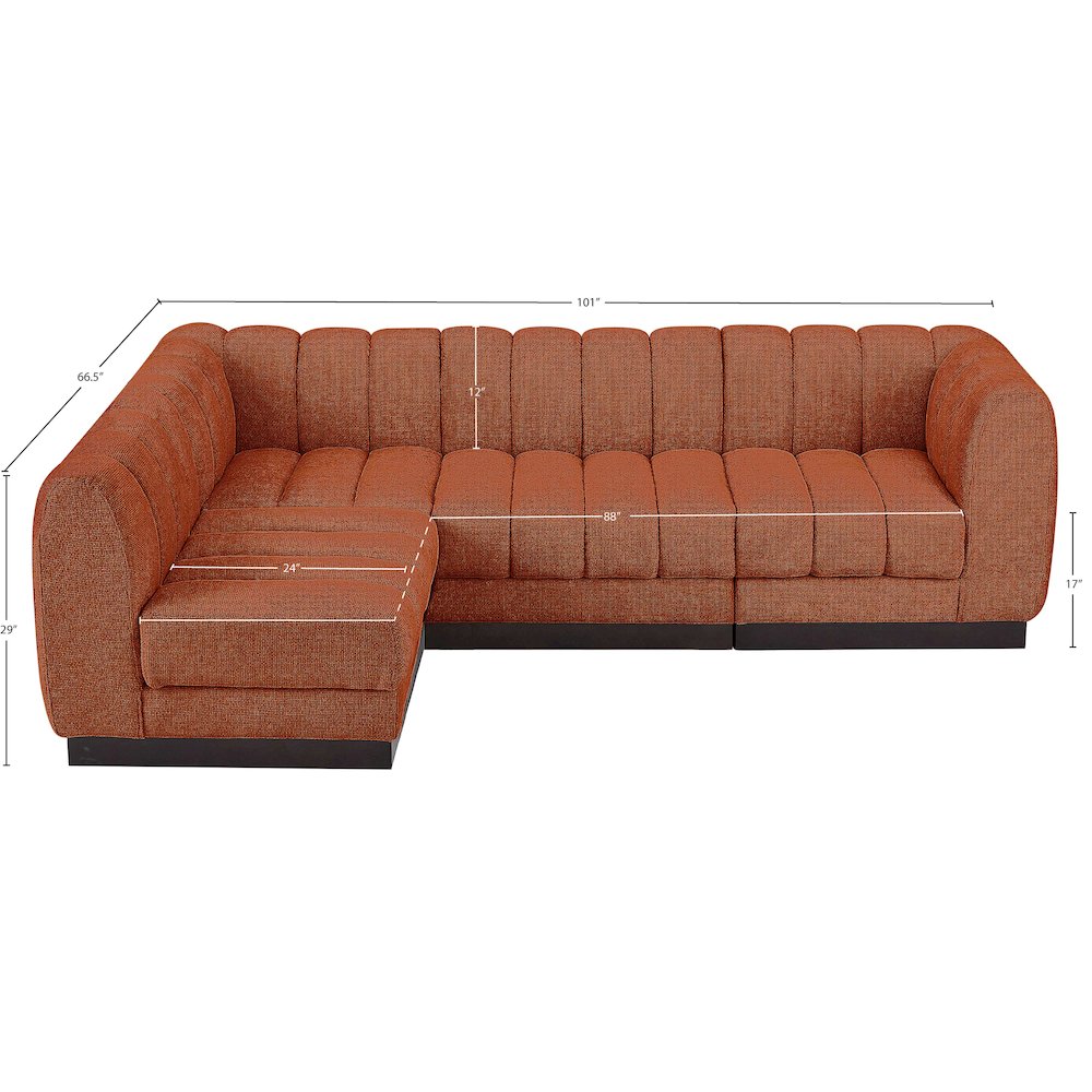 Quinn Cognac Chenille Fabric Modular Sectional