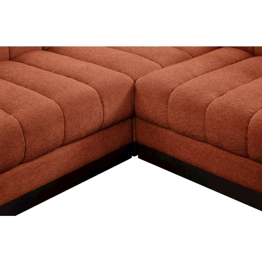 Quinn Cognac Chenille Fabric Modular Sectional