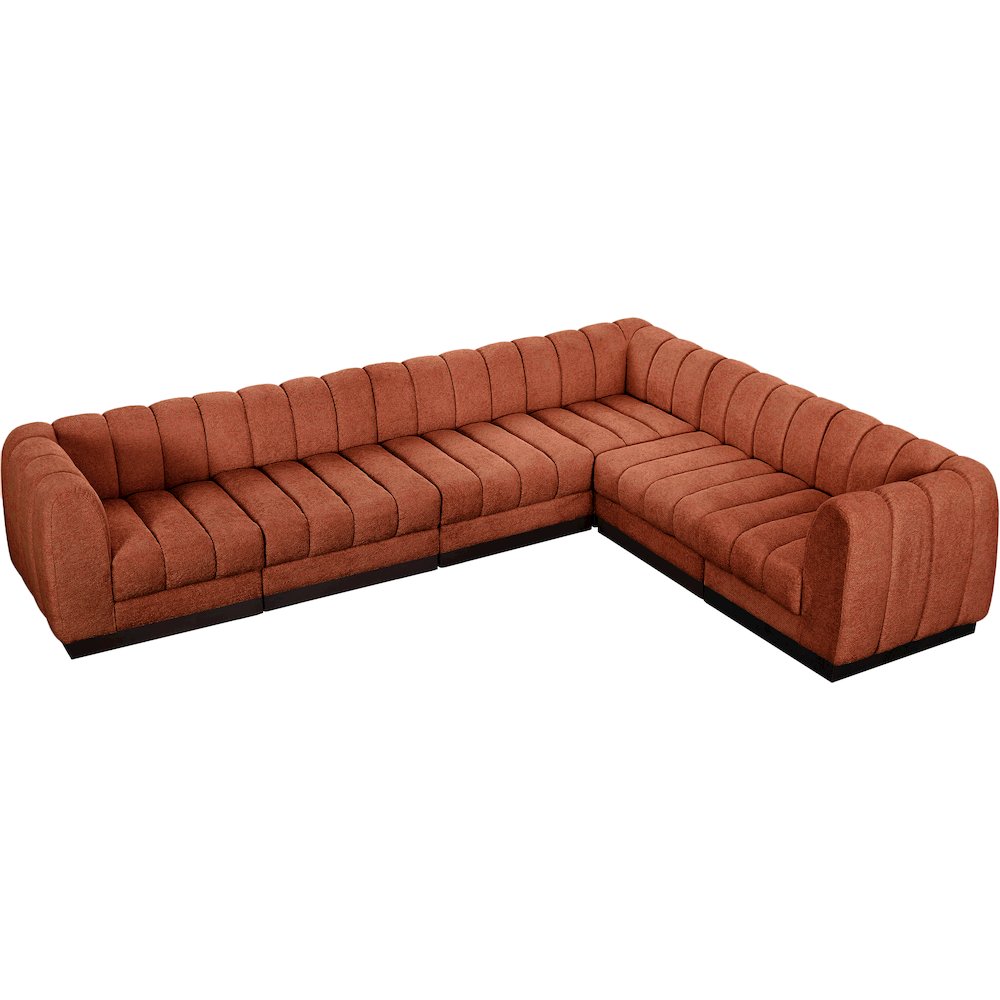 Quinn Cognac Chenille Fabric Modular Sectional