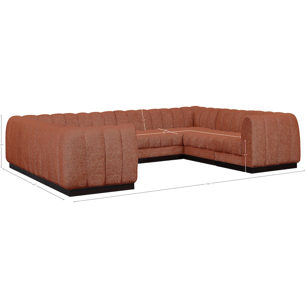 Quinn Cognac Chenille Fabric Modular Sectional