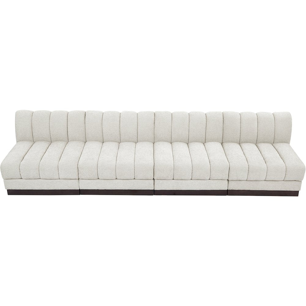Quinn Cream Chenille Fabric Modular Sofa