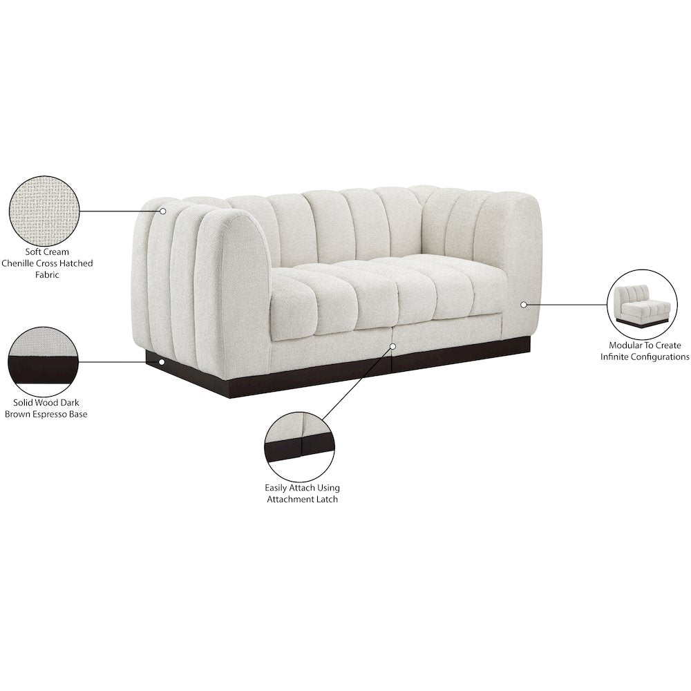 Quinn Cream Chenille Fabric Modular Sofa