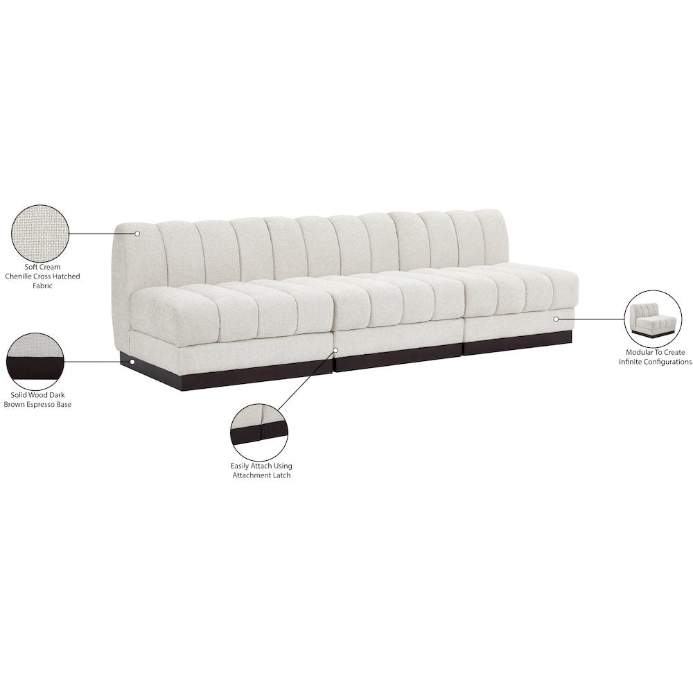 Quinn Cream Chenille Fabric Modular Sofa