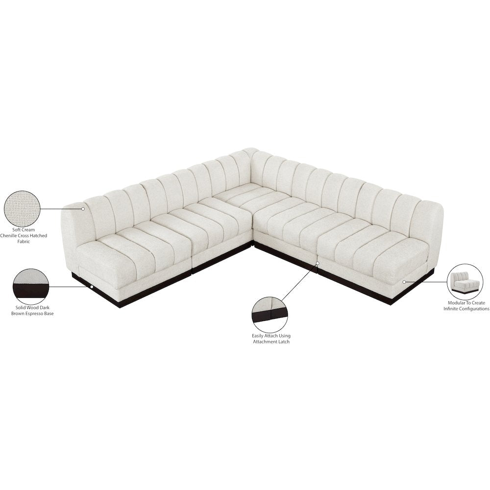 Quinn Cream Chenille Fabric Modular Sectional
