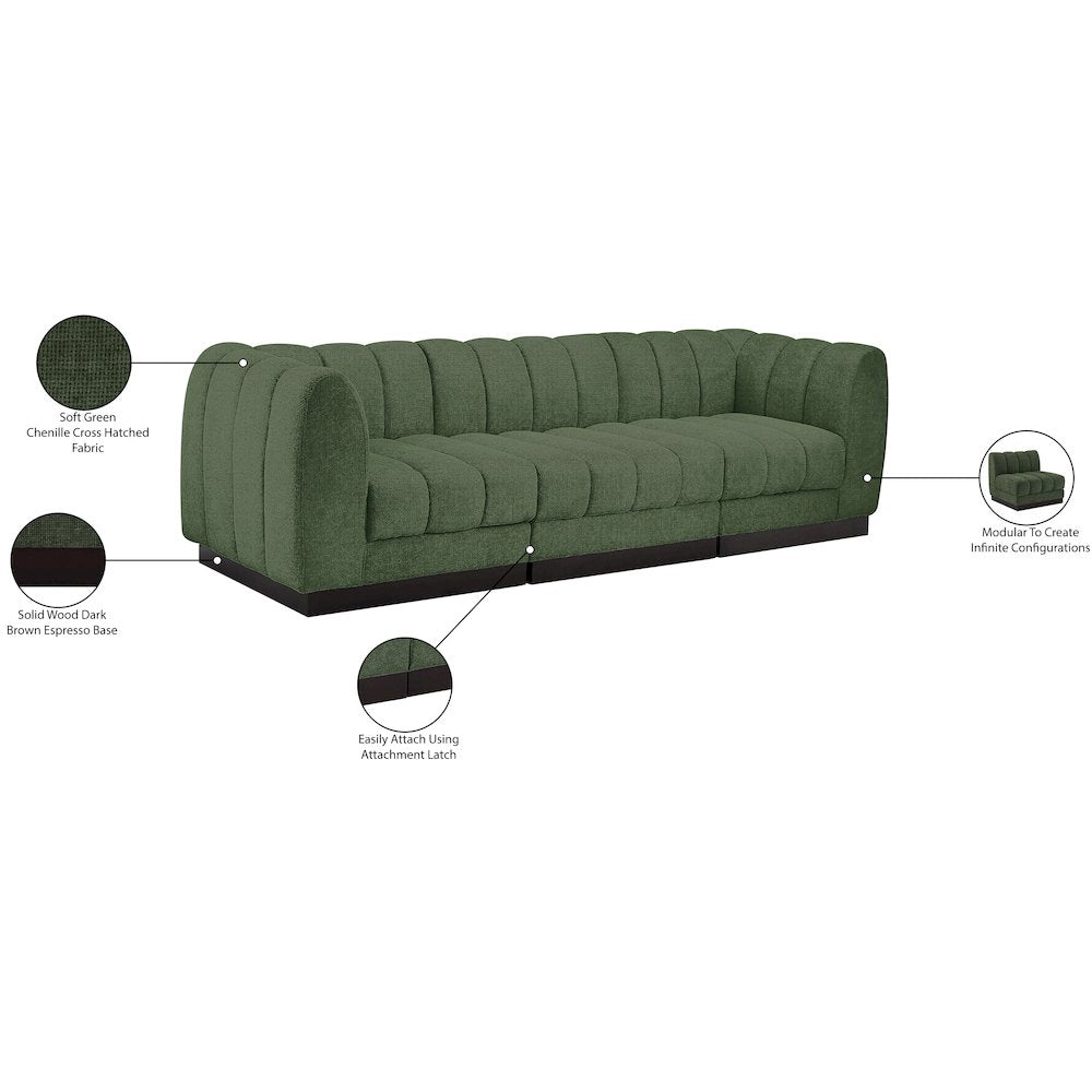 Quinn Green Chenille Fabric Modular Sofa